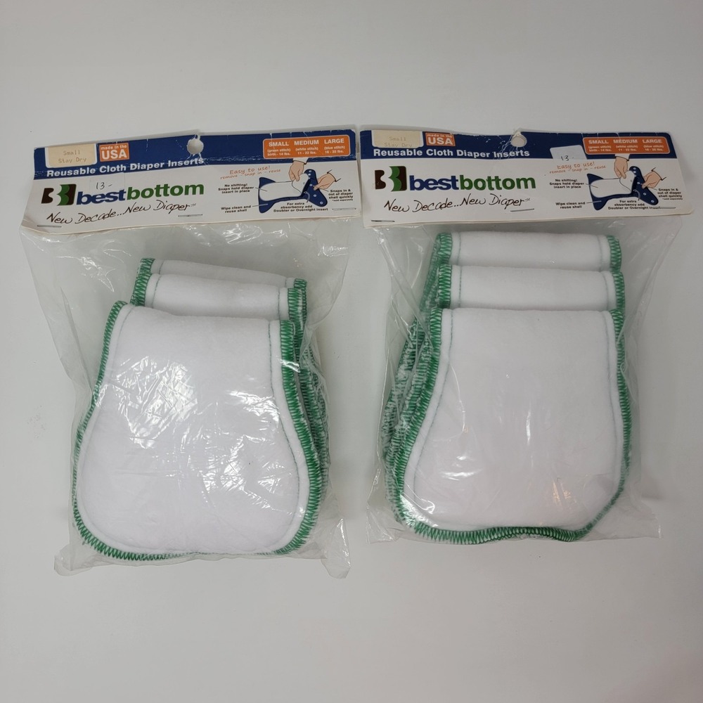 6 New Best Bottom Small Stay Dry Reusable Cloth Diaper Inserts ~ Up to 14 pounds